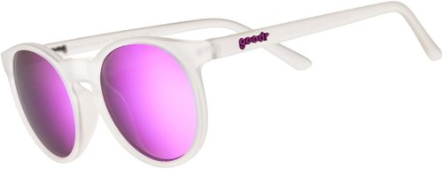 Goodr Polarized Round Sunglasses - Clear Translucent Frame with Purple Mirrored Lenses | UV400 Protection, Small Size