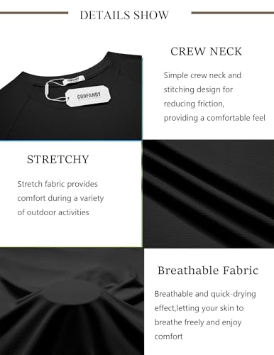 Men's UPF 50+ Rash Guard Swim Shirt Black X-Large for Beach, Surf, and Workout