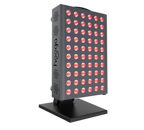 Hooga Red Light Therapy Panel with 60 Dual Chip LEDs – 660nm & 850nm, Tabletop Stand Included