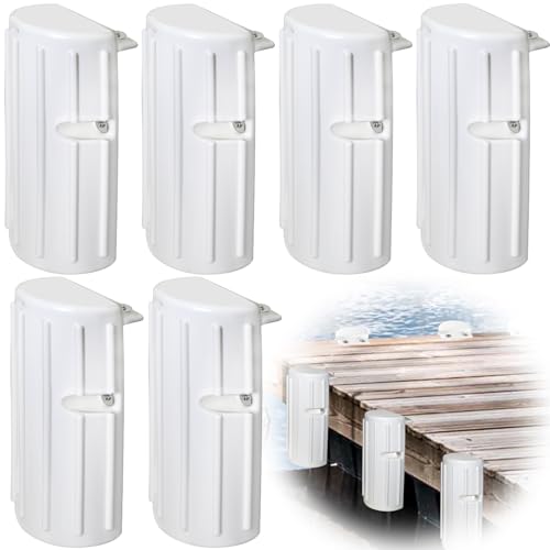 White 6 Pack Dock Bumper Fender for Boat Docking Protection, Marine Grade Vinyl