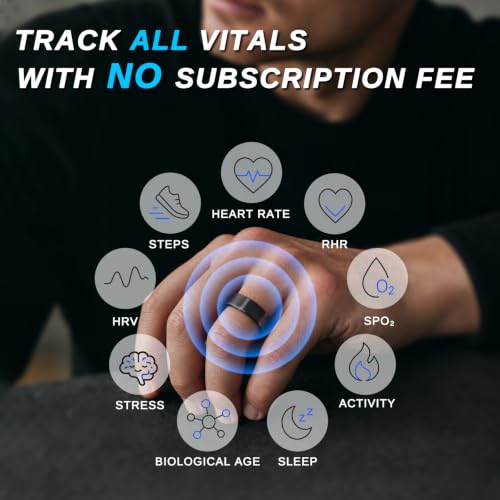 Smart Fitness Ring for Men & Women - Health & Activity Tracker, Waterproof, Model Azomabox Black 8