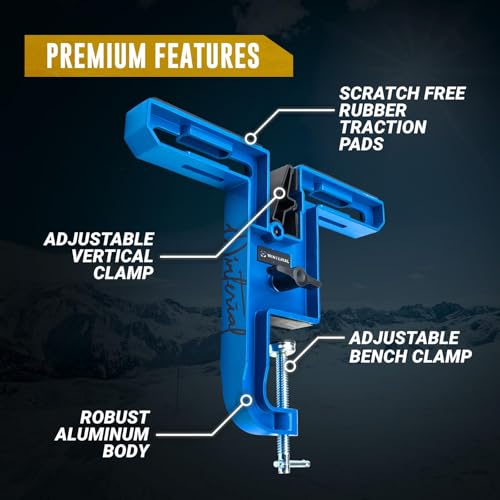 Winterial Snowboard and Ski Vise Set of Two - Adjustable Non-Slip Tuning & Repair Clamps