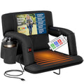 Black 21-Inch Wide Heated Stadium Reclining Bleacher Seat with Back Support & Armrests