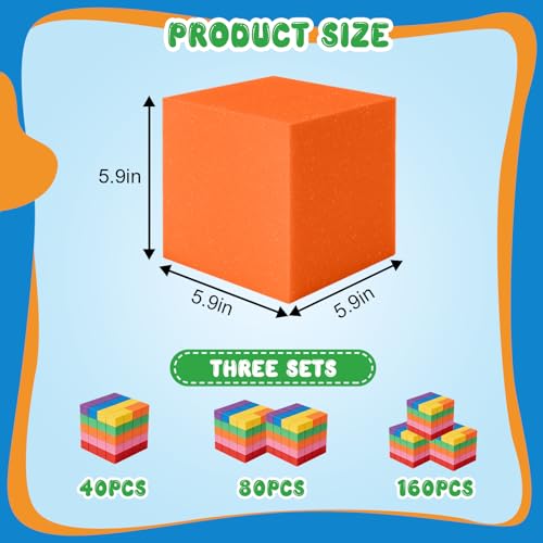 CUKBLESS 40 pcs Soft Foam Pit Blocks - 5.9x5.9x5.9 Inches, Flame Retardant