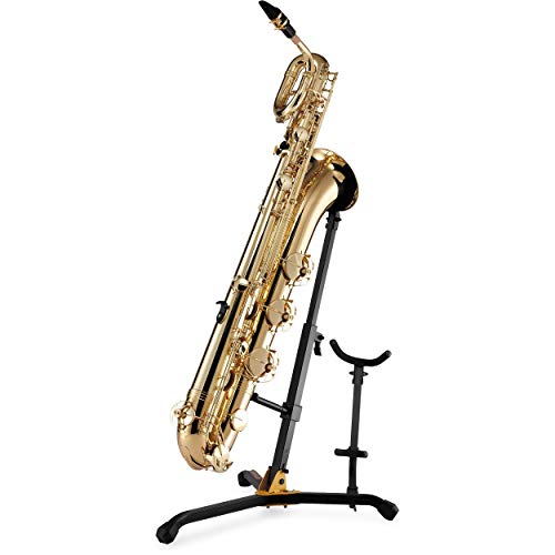 Hercules DS536B Baritone & Alto/Tenor Saxophone Stand - Folding, Adjustable Backrest & Detachable Peg - Includes Stand Variation