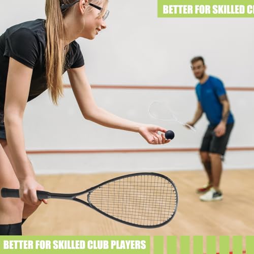 Seenelling 2 Pack Beginner Squash Rackets Set Black & White with Safety Goggles & Balls