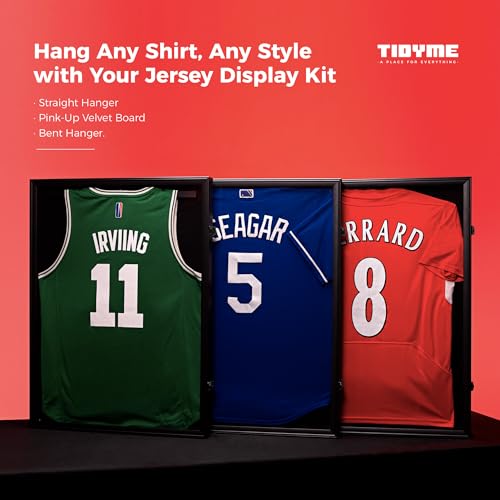 TIDYME Black Jersey Display Case with Lockable Shadow Box for Sports Memorabilia