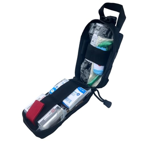 Rescue Essentials Black Mini Rip-Away IFAK First Aid Kit with Contents