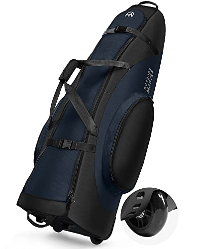 OutdoorMaster Large Blue Golf Travel Bag with Reinforced Wheels & Foldable Design