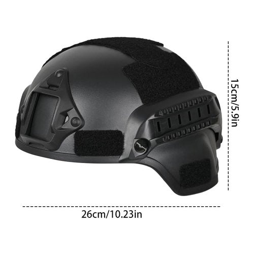 Airsoft Helmet and Mask,Tactical Airsoft Helmet and Full Face Fox Mask Set - Black Paintball Gear with Detachable Goggles, NVG Mount, and Side Rails