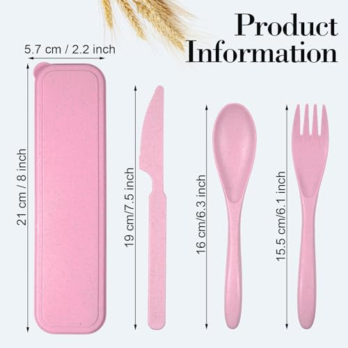 Reusable Travel Utensil Set with Case - 28 Assorted Wheat Straw Cutlery Kits
