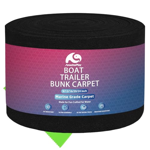 Marine Bunk Carpet for Boat Trailer 12in x 100ft - Durable UV & Saltwater Resistant Bunk Cover