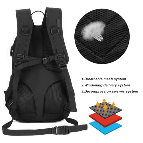 ArcEnCiel 15L Tactical Motorcycle Backpack with Patch - Black
