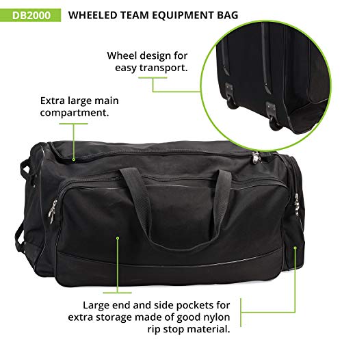 Large Wheeled Sports Equipment Bag for Baseball, Football & Travel