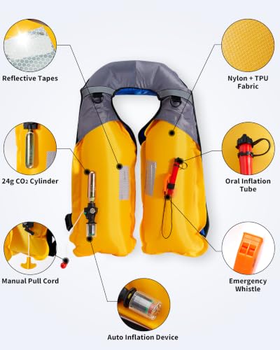 Owntop Black Inflatable Swim Jacket with CO2 Cylinder & Storage Pocket