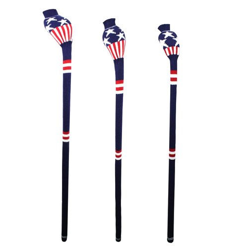 Scott Edward Knitted Golf Club Cover Long Full Coverage Golf Club Cover Set of 3 Fits Well Driver(460cc) Fairway Wood and Hybrid(UT) Golf Club Protector for Male/Female on Blue Star Stripe Style