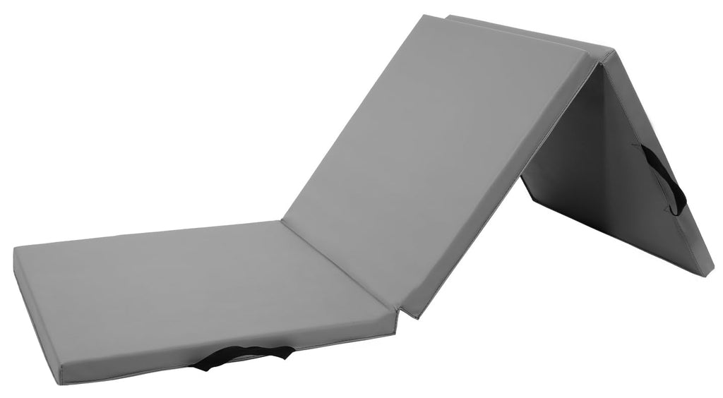 BalanceFrom 6x2 Feet 3-Panel Folding Gymnastics Mat – 1.5-Inch Thick Pad with Vinyl Surface and Carrying Handles for Tumbling, Yoga, Pilates, Home Workouts, and Martial Arts