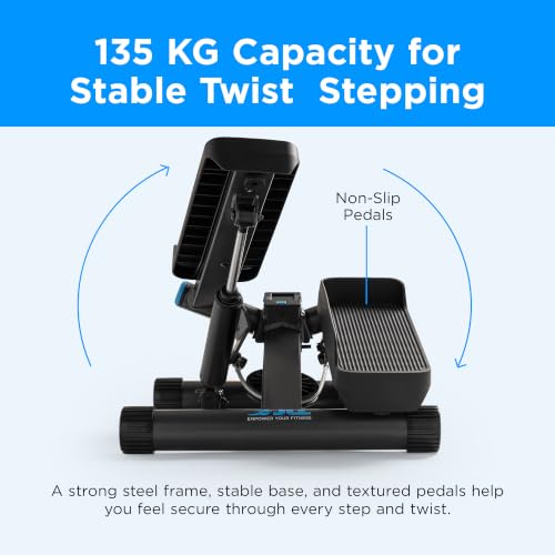 JLL Fitness Black Twist Stepper Machine with Resistance Bands – Low-Impact Cardio