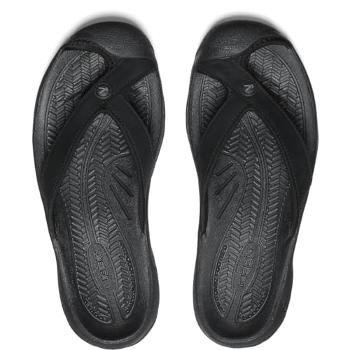 KEEN Waimea Leather Flip-Flops - Men's 8.5 Black/Black