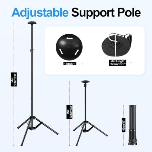 EMART Adjustable Boat Cover Support Poles 33-66 Inches Black 2 Pack