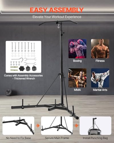 2-in-1 Punching Bag Stand with Pull-Up Bar - Adjustable Steel Workout Equipment