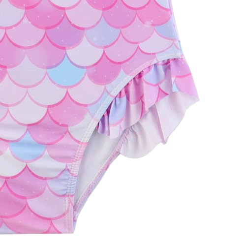 Pink Mermaid Baby Girl Ruffle Swimsuit One Piece with UPF 50+ Sun Protection - 4-5T