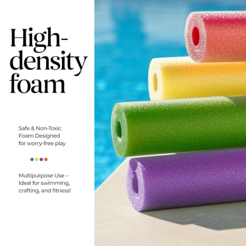Rainbow Pool Noodles Bulk 12 Pack - Soft Foam Swim & Water Exercise Aids
