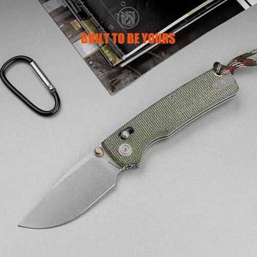 Vosteed Porcupine ModSwap™ Green Folding Knife - 3.08” 154CM Blade, Micarta Handle