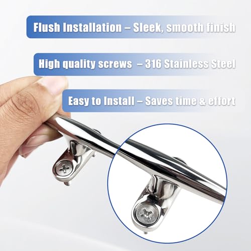 Marine Grade 316 Stainless Steel Open Base Dock Cleat 4 Inch - 2 Pack / 4 Pack - Rope & Kayak Hardware
