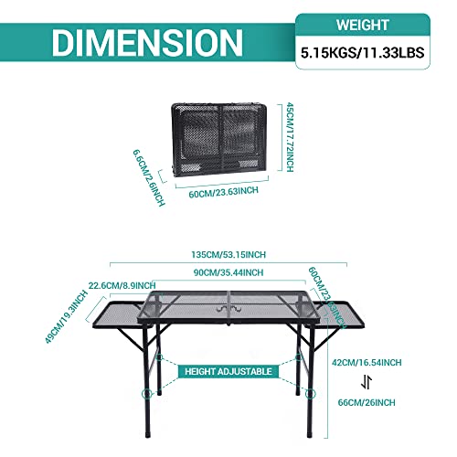 Nice C 4.4ft Metal Folding Camping Grill Table with Mesh & Storage - NC-XHGRILLTB-MESH4FT