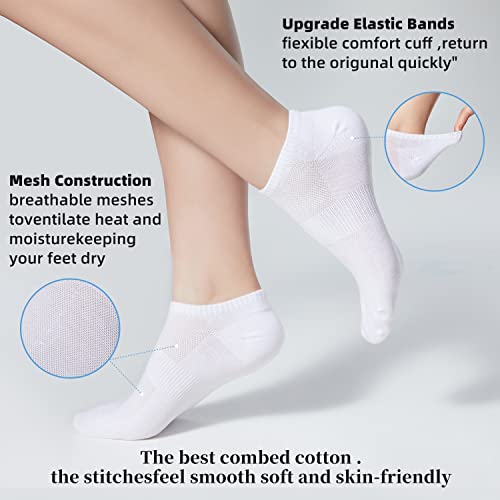 Ankle Socks for Women & Men 12 Pairs Thin Low Cut No Show Cotton Socks - White 5-7 / 8