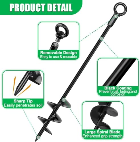 4 Pack 30-Inch Ground Anchors with Tie Down Hardware Kit - Heavy Duty, Wind-Resistant, Complete Set