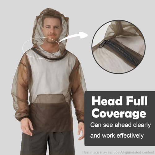 Aventik No-See-Um Mesh Mosquito Jacket with Zipper - Large Outdoor Insect Protection