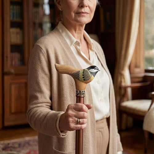 Fashionable Wooden Handle Bird Walking Cane for Women, Adjustable & Supportive