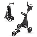 PRECISE Cruiser 3-Wheel Golf Push Cart Black/Black - Lightweight, Foldable, Stable