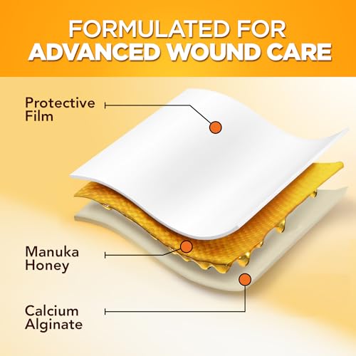 Honey Calcium Alginate Wound Dressing 12 Count - Medical Grade, Non-Adherent