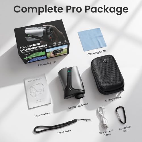 Vetance Silver Golf Rangefinder 1200 Yards Slope, Flag-Lock, Touchscreen