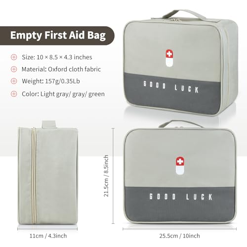 Multifunction First Aid Bag - Waterproof Emergency Medical Storage for Outdoor Camping Hiking Travel Light Grey