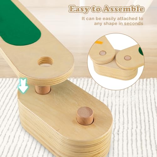 INFANS Wooden Double-Sided Kids Balance Beam & Stepping Stones Set - Montessori Obstacle Course for Toddlers, Indoor & Outdoor Play Equipment