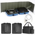 Uniflasy Blue 2-Burner Camping Stove Set with Carry Bag & Wind Guards - Portable Outdoor Cooker 22.9x9.1x2.4 inches