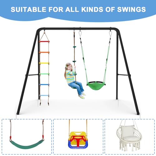 Semoprus Heavy Duty 2-Seat A-Frame Swing Stand 440lb Capacity with Ground Stakes