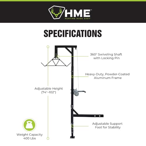 HME Truck Hitch Game Hoist Kit with Winch & Gambrel - 400 lb Capacity, Variation: Game Hoist