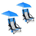 FAIR WIND 2-Pack Beach Chair with 360° Detachable Umbrella Navy Blue - Adults, Lightweight, Portable