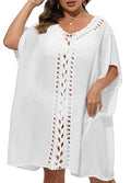 Chalier Plus Size Bathing Suit Cover Up for Women - White
