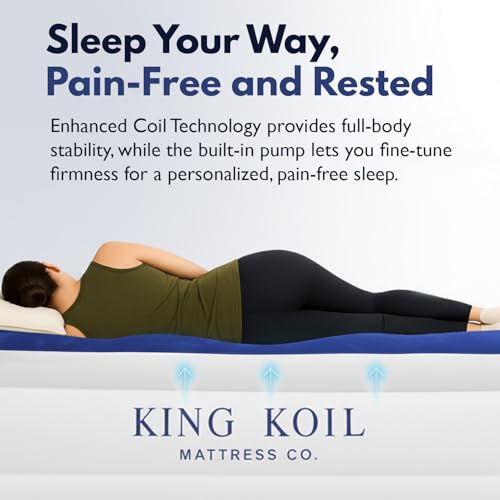 King Koil Twin Air Mattress with Built-in Pump - Blue, 20-Inch Raised Bed