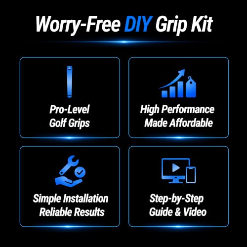 Purple Midsize Golf Grip Set with Full Regripping Kit - 13 Durable Rubber Grips