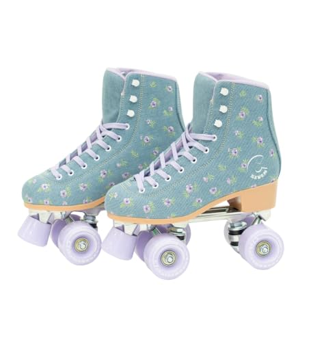 High-Top Quad Roller Skates for Girls and Women - Floral Field Variation, Size 9 Women / 8 Men
