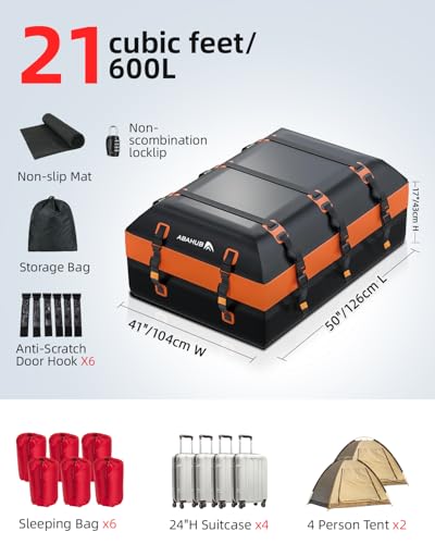 Abahub 21 Cu Ft Roof Cargo Carrier Waterproof Car Roof Storage Bag SUV
