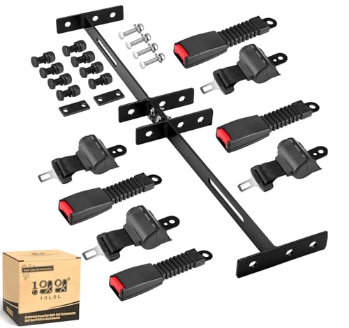 10L0L 4PCS Universal Retractable Golf Cart Seat Belt Kit with Brackets for EZGO Yamaha Club Car