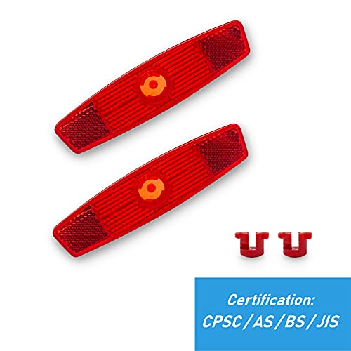 WELNENT Bicycle Wheel Reflectors JIS/BS/AS/CPSC 2pcs Warning MTB Road (Red)